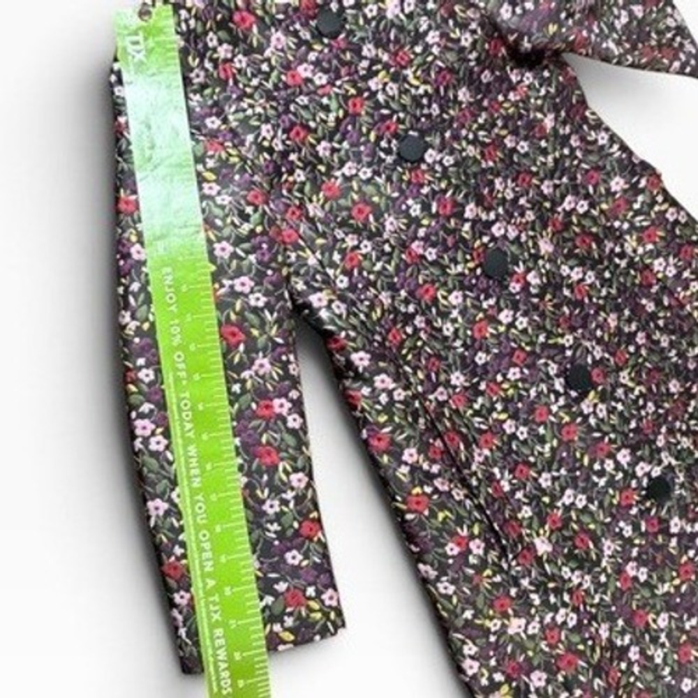 Kate Spade New York Womens Floral Quilted Button Front Topper Coat Black Multi 8 - Picture 6 of 16